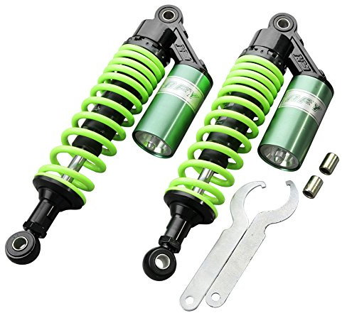 Hegeiisy 340mm 13.38 pulgada 7mm primavera Amortiguador de aire universal para motocicleta, suspensión trasera, ATV, quad, scooter, bici de la suciedad para 50cc 75cc 90cc 125cc Verde