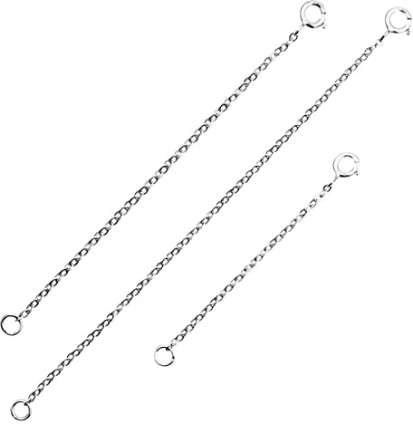 3 estensori per collane in argento Sterling 925, catena di estensione per collana da donna, placcata per la creazione di gioielli, durevole, catenina delicata e rimovibile (5,7 cm, 10,2 cm)