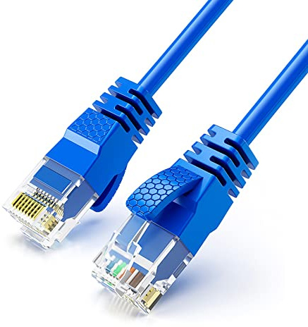 Reulin Ultra-Thin, Ethernet Cable, 2M-Blue, High-Speed Internet Lan Wire Cat6 Ethernet Cable 1GHz Gigabit RJ45 Network Lead Patch Cord For Smart TV, Computer, Laptop, Android TV Box, Gaming PC, Xbox