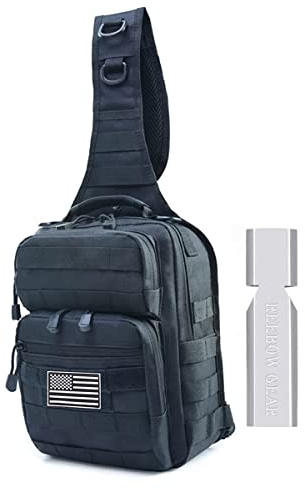 REEBOW GEAR Tactical Sling Bag für Männer Molle Rucksack EDC Chest Pack Chest Sling Pack für Outdoor Camp Wandern Radfahren,Black