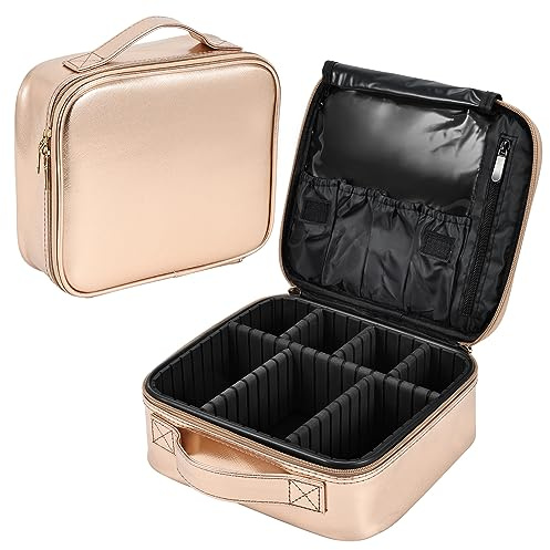 Kosmetiktasche Reise Make up Tasche Schminktasche Organizer Make up Bag Kosmetikkoffer Make up Koffer Kosmetik Aubewahrung Tasche für Damen,Rosegold