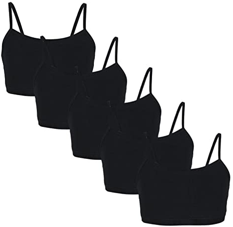 TupTam Mädchen Bustier mit Spaghettiträger 5er Pack, Farbe: Schwarz, Größe: 158-164