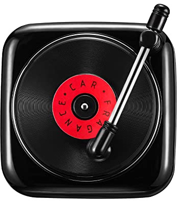 JSCARLIFE Car Fragrance Diffuser with Vent Clip,Windspeed Aromatherapy Diffuser for Car, Perfume Air Freshener Retro Style Record-Player Design, 3 Aromatherapy Tablets Included (Black)
