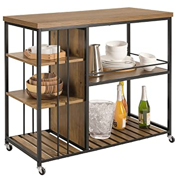 SoBuy SVW18-F Servierwagen mit 5 Ablagen Beistellwagen Rollwagen Teewagen Barwagen Küchenwagen Mikrowellenregal Küchenrollwagen Backregal BHT ca.: 110x92x45cm