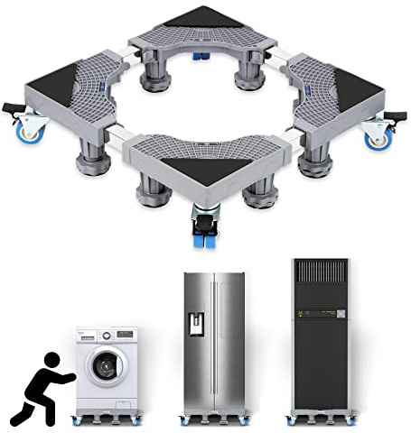 Ansobea Verstellbare Waschmaschinen Untergestell Beweglich Sockel, Trockner Sockel Untergestell Podeste & Rahmen für Gefrierschrank,（40-68CM Einstellbare）