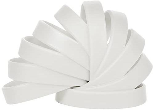 LVNRIDS 100 Stück Silikonarmband für Kinder Weiß, 18 cm Silikon Armbänder Elastische Gummiarmbänder für Jungen Mädchen Schule Aktivität Party Geschenke | 17,8 cm langes Sport-Armband aus Silikon, elastisches Armband für Veranstaltungen, Schule, Lehrer, Party, Geschäft