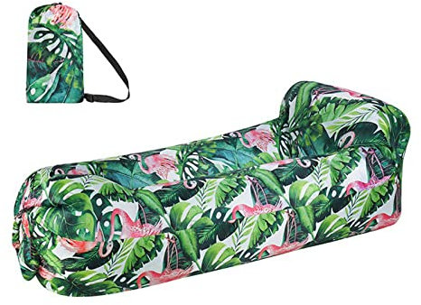 Aufblasbares Sofa Hixingo Wasserdichtes Strandliege Tragbares Luftsofa Outdoor Sofa Mit Tragetasche Reißfest Camping Sofa für Camping, Strand, Outdoor, Reisen (180 * 88 * 63 cm,Flamingo)