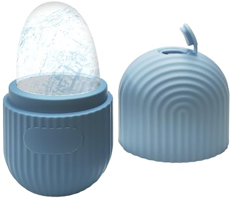 Ice Roller Facial Massager for Face and Eye, Beauty Surface Roller for Pore Shrinkage and Contour Care (Blue, 11.6 x 7.28cm)