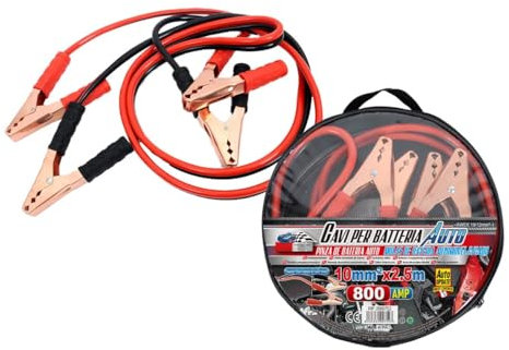 A2ZWORLD Cables de arranque para batería de coche, longitud 2,5 metros, pinzas rojas y negras totalmente aislantes (800 A, 10 mm)