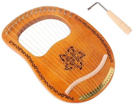 CIMAXIC Strings Lyre Harp Handheld Musikinstrument Aus Okoume Holz Antikes Design Tragbar Für Erwachsene Geeignet Mit Tuning Hammer Und Gig Bag