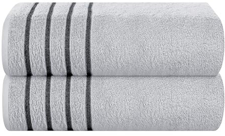 MyOwn Baumwolle 2er-Pack übergroße Badetücher 100 x 150 cm, große Badetücher, Ultra saugfähig, kompakt, schnell trocknend und leicht, Hellgrau