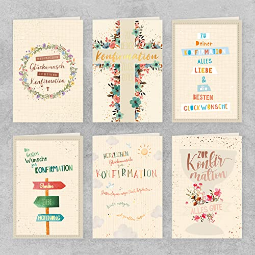 Skorpion GreenLine Glückwunschkarten zur Konfirmation 12 Stück Set mit Umschlag | Konfirmationskarten | Handmade Recycling Klappkarte aus 100% baumfreien Zuckerrohrpapier