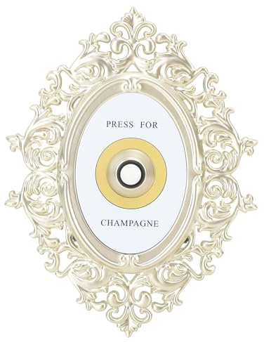 BEIJIALY Drücken Sie für Champagner-Knopf, Drücken Sie Champagner-Türringe, Glocke, Dekorativer Türklingelknopf, Champagner-Thema, Europäischer Stil, Vintage-Dekor, Dekorative Plakette
