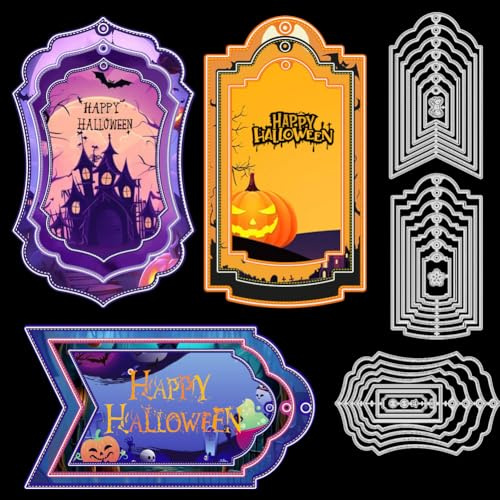 ORIGACH 26 Stück große Lesezeichen Metall Stanzformen Tag Label Die Cuts Prägen Vorlage Schablonen für Festival Gruß Geschenk Tags Karte machen DIY Scrapbooking