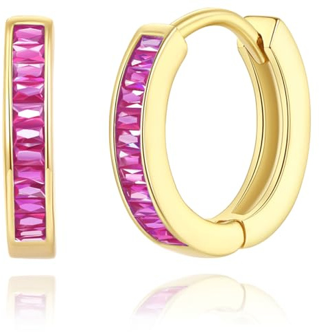 GLOQUAT 14K Gold Huggie Earrings for Women hers Silver Huggie Hoop Earrings Small Cubic Zirconia Huggie Earrings Lightweight Dainty Hypoallergenic Earrings Jewelry Gifts 10mm