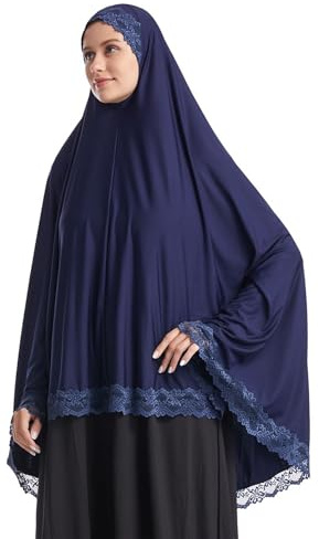 Muslim Hijab für Frauen Instant Big Hijab Jersey Turbane Khimar Abaya Weiche Frauen Gebet Hijab, 1 Stück Spitze Hijab Schal