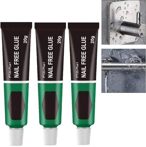 Wealthyn All-Purpose Glue, No More Nails Glue, Nail-Free Glue Sealant, Nail Free Strong Glue Adhesiveness Waterproof, Multifunctional Strong Glue for Bonding Plastic, Wood, Acrylic, Glass (3pcs)
