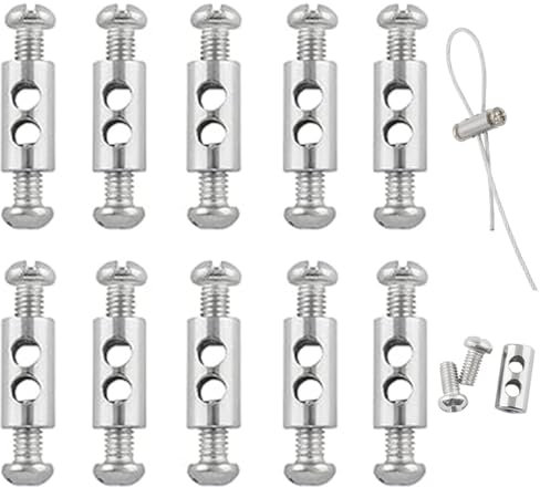 Abrazaderas de Cable con Tapa de Tornillo, Adecuado para alambres y cables de 1-2 mm de diámetro, Acero Doble Extremo,cable acero,10 Uds, Hecho de acero duradero,cable acero