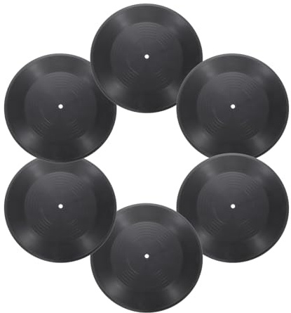 QUARKZMAN 6 Pezzi Dischi in Vinile Finti PVC 29,4cm Adesivi Murali Vintage DecorativiFinto Semplice Retro Decorazione da Parete per Estetica Parete Stanza Studio Domestico