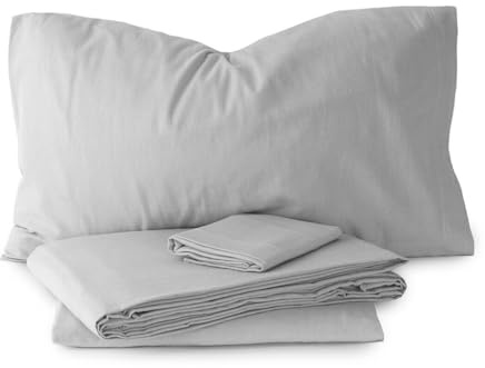 Morbidissimi Set Lenzuola Completo Letto in Flanella 100% cotone felpato Tinta Unita per letto Singolo [ Perla]