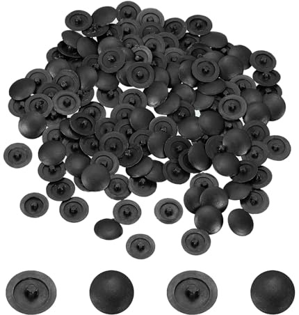 sourcing map Screw Caps, 108Pcs 12mm - Plastic Self-Tapping Screw Cap Covers, Decorative Cover Hole Plug for Diameter 7-8mm Flat Phillips Screw (Black)