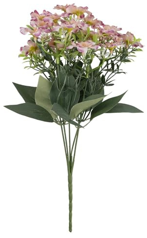 Ideen mit Herz Arbusto de flores artificiales, ramo de flores, flores decorativas con tallo largo, 25 flores de 3,5 cm de diámetro aprox