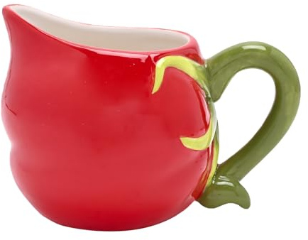 Cottage Garden – Pichet à tomates – Petit pichet à poignée en céramique émaillée rouge – pour boissons froides, jus, thé glacé, limonade, cocktails ou fleurs – H : 9 x l : 13 cm.