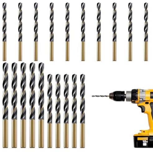 Metal Drill Bits for Hard Steel,Cobalt Drill Bits,20PCS Gold Hss Drill Bits Set, 3mm,4mm,5mm Twist Drill Bit for Stainless Steel, Hard Metal, Cast Iron, Copper, Aluminum, Wood, Professional Accessory