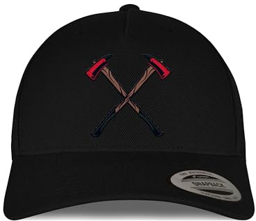 tshirtladen Snapback Schwarz mit Feuerwehr-Äxten – Klassische Cap für Retter, Atemschutzgeräteträger und Ausbilder, ideal für Einsatzpause, Übung, Training oder Vereinsveranstaltungen