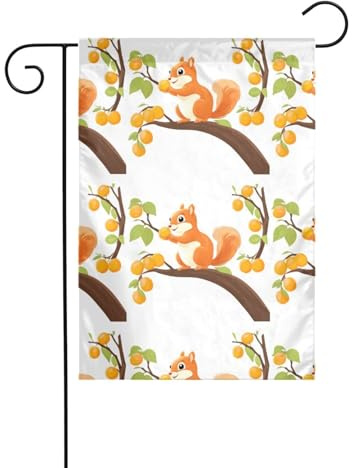 XBKGOHA Piccolo scoiattolo che raccoglie albicocche Immagine Giardino pennone esterno cortile decorazione moda 30,5 x 45,7 cm