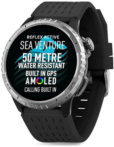 Reflex Active Sea Venture 50m Swim-Safe AMOLED GPS Black Strap Smart Watch