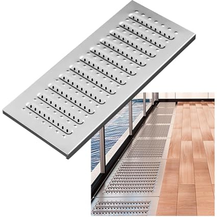 Rejillas De Drenaje De Acero Inoxidable 304 De 0,05 De Grosor Con Gránulos Antideslizantes Para Jardín, Patio, Pasarela Y Garaje(22.8x3.9x0.98in)