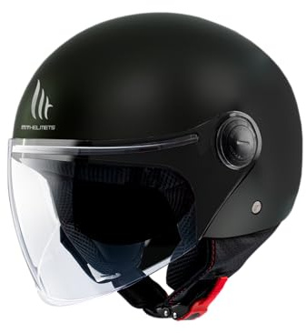 Casco Jet MT Street Solid A1 Negro Mate | Casco Jet Abierto | Unisex para Hombre y Mujer | Casco Scooter | Transpirable y Lavable | Talla L