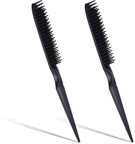 3-Row Rat Tail Styling Comb Set, 8 Inch Detangling Parting Hair Comb Black Rat Tail Styling Combs Flexible Hair Stylings Combs for Detangling, Defining Curls, and Sectioning Hairs (2 PCS)