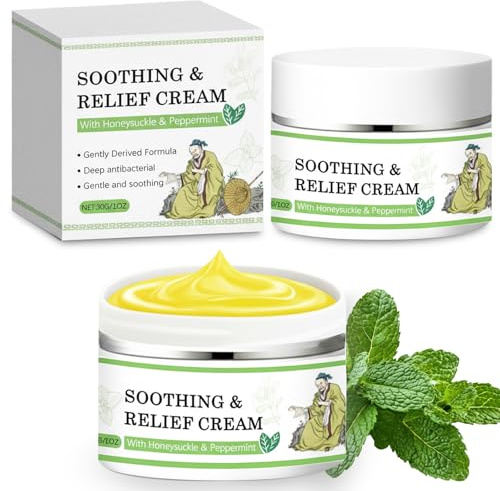 KUNAL 2Pcs Soothing Relief Cream,Herbal Moisturizer for Sensitive Skin,Natural Hydrating & Cooling Ointment,Cream to Relieve Dryness and Irritation for Daily Skin Care（30g/1.06oz）