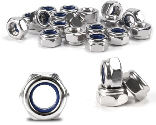 Juego de 300 tuercas M4, tuercas M4 de acero inoxidable 304, tuercas hexagonales con nailon, juego de tuercas autoblocantes, tuercas de bloqueo para tornillos, arandelas, barras roscadas