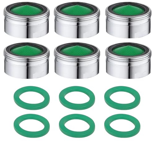 Strahlregler M24, 6 Stück Wasserhahn Aufsatz, Strahlregler für wasserhähne, Wasserhahn Sieb Einsatz mit ABS-Filter Inkl, 24mm Diffusor Hahn für Küche und Bad (24mm Außengewinde)