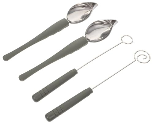 NUOBESTY 4 Stück Edelstahl Schokoladen Dip mit Soßenmalstäben Dekorierlöffel Großformat Klein für Pralinen Kuchen und Fondue