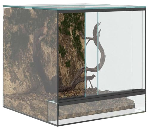 Terrarium aus Glas, Terrarium Futterbox für Reptilien, Amphibien, Weiß, 30 x 30 x 30 cm