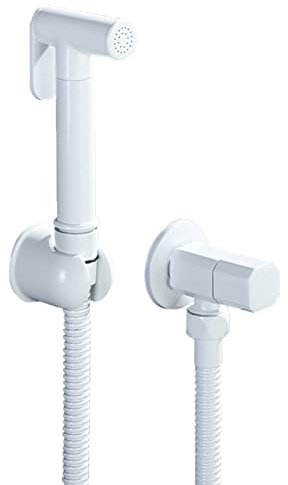 EliteBloom Bidet Shower Sprayer Head Toilet Handheld Bidet Sprayer Toilet Spray Gun Set with Hose White Brass Cold Water,