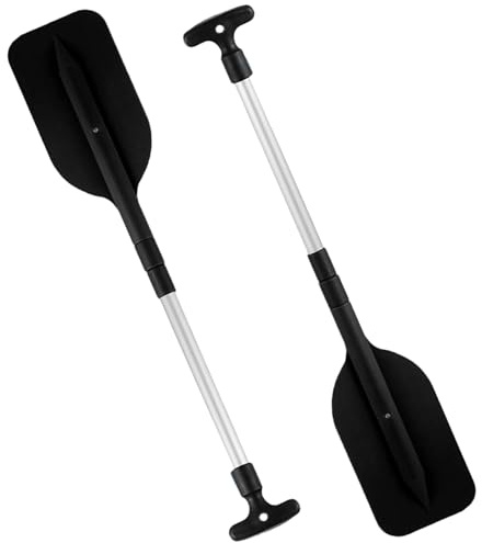 Remo para barco, 2 piezas de remo para kayak, telescópico para kayak con cuchillas de plástico, canoa con mango en T, remos portátiles para canoas, botes inflables, botes de emergencia, color ne