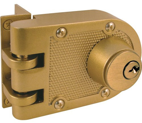 PRIME-LINE U 9972 Jimmy-Resistant Deadlock, Diecast, Brass Color, Angle Strike, Double Cylinder, 1 Pack