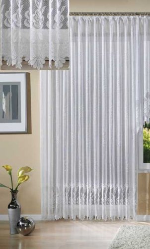 Jacquard Bogen Store Gardine, fertig genäht mit Kräuselband, pflegeleicht, chlorfrei, 240x300, 13114