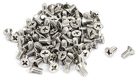 sourcing map 100 Stück Maschinenschrauben Befestigungsbolzen M4x8 mm | 304 Edelstahl, Flachkopf Kreuzschlitzschraube