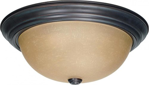 Nuvo 60/1257 Flush Mounted Dome Light Fixture, 15, Mahogany Bronze/Champagne Glass