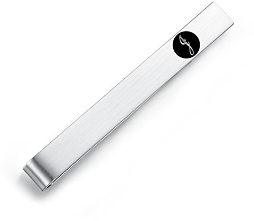Honey Bear 5.4cm Herren Briefe Initialen Krawattennadel Krawattenklammer für Normale Krawatte Edelstahl Tie Clip，Silber mit Schwarzem Buchstaben (J)