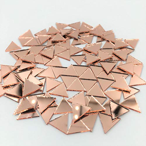 Lot de 120 petits miroirs triangulaires de 12 mm - Carreaux de mosaïque - Or rose