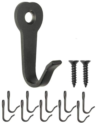 FUXXER Klassische Garderoben-Haken, Eisen-Haken, Küchen-Haken, 39 x 22 mm, 10er Set, schwarz