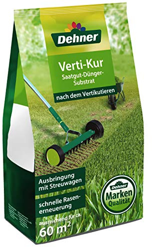 Dehner Rasen Vertikur 3-in-1, Saatgut, Dünger und Substrat, 2 kg, für ca. 60 qm, Grün
