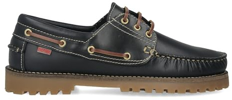 PAYMA - Chaussures Bateau Sport pour Homme Femme Enfant Garçon Unisexe en Cuir. Grandes Tailles. Fermeture Lacets et Contact. Semelle en Caoutchouc. Bleu, EU 43